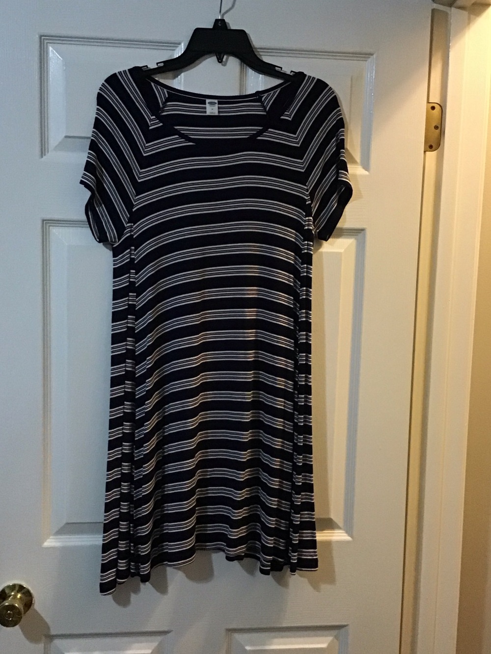Old Navy Navy and White Striped Midi Dress